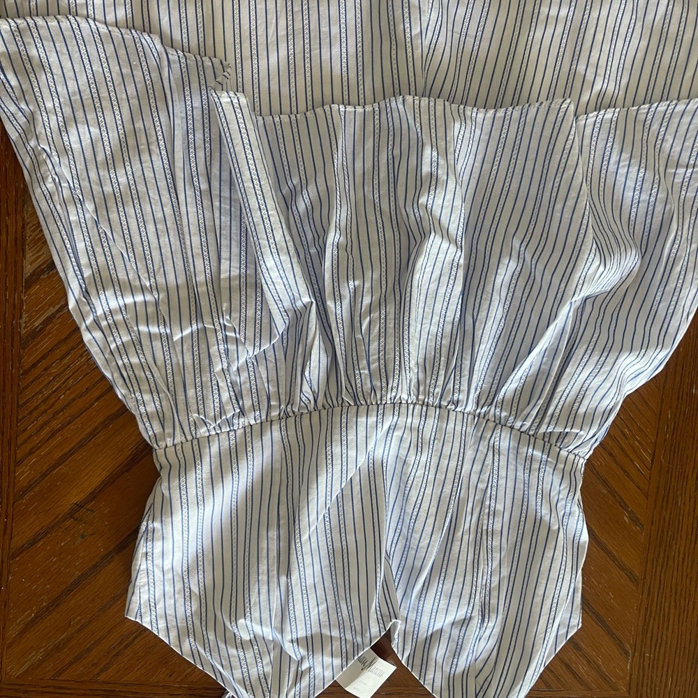 English Factory White Jumpsuit with Blue Pinstripes - Picture 4 of 9